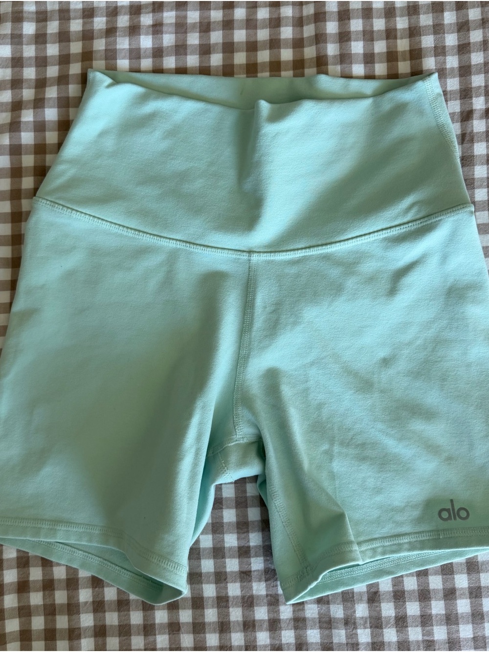 ALO Yoga High-Rise Mint Green Bike Shorts